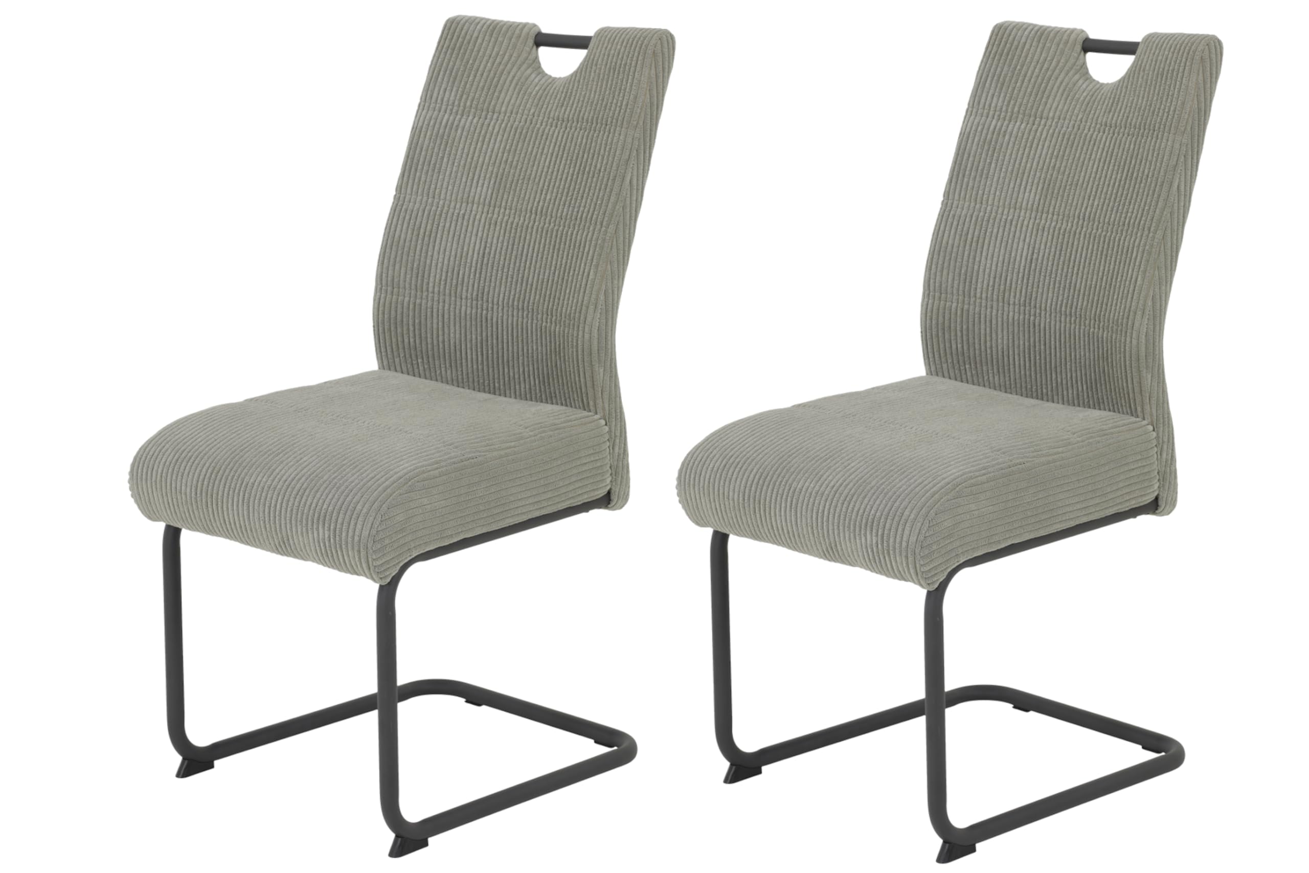 Chaise velours côtelé gris autour de la table pour des dîners chaleureux en famille Merkur