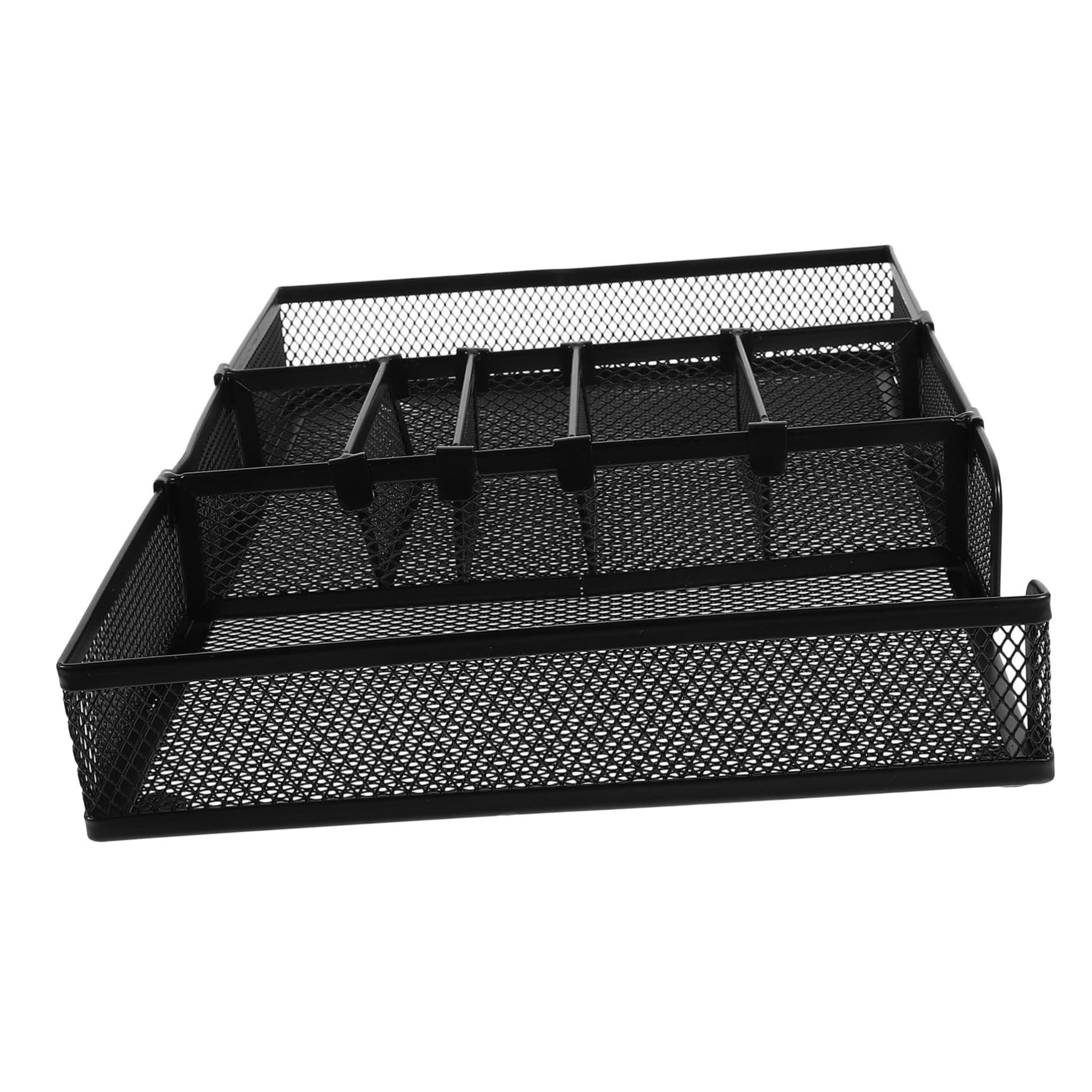 Organizador de Escritorio de Hierro Negro para Papelería y Oficina | Sistema Práctico de Orden, Diseño Versátil, Limpieza Sencilla y Ahorro de Espacio en Mesa