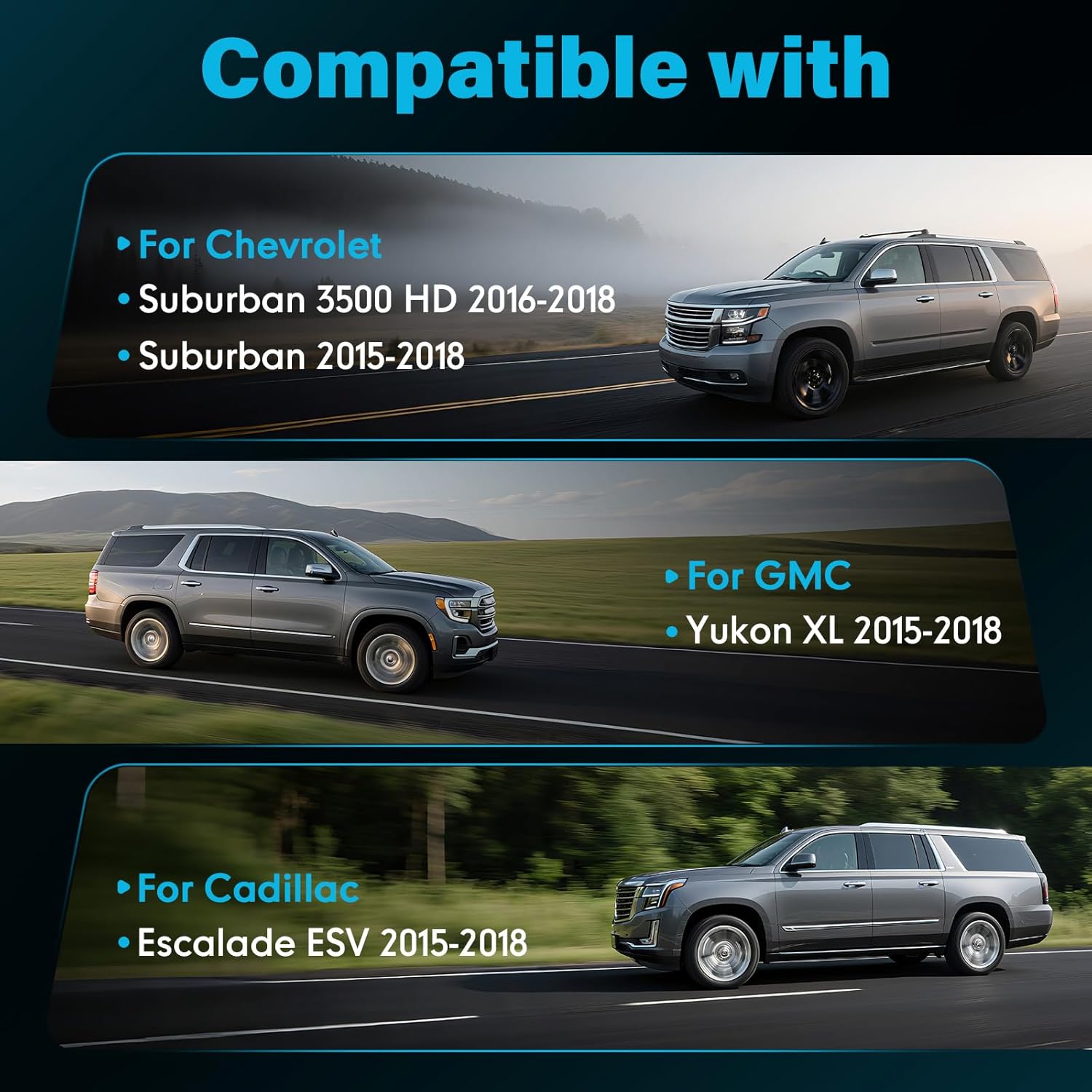 2PCS Rear Door Applique Molding Compatible with Cadillac Escalade ESV,Chevrolet Suburban 3500 HD,GMC Yukon XL 2015-2018,Rearward Window Trim Molding Driver &Passenger Side 926-247 926-248