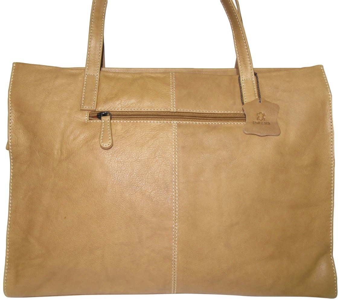 Josephine Osthoff damska torebka Legat, Shopper ze 100% prawdziwej skóry, ręcznie wykonana z kieszenią na laptopa do 13", torba z uchwytem na ramię, do pracy, na uczelnię, zakupy, z zamkiem