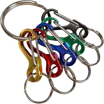 Lucky Line Key Identifiers, 1 38 Small C-Shape Carabiner Keychain Clips Set, 5 Colors, 1 Nickel-Plated Key Ring Included