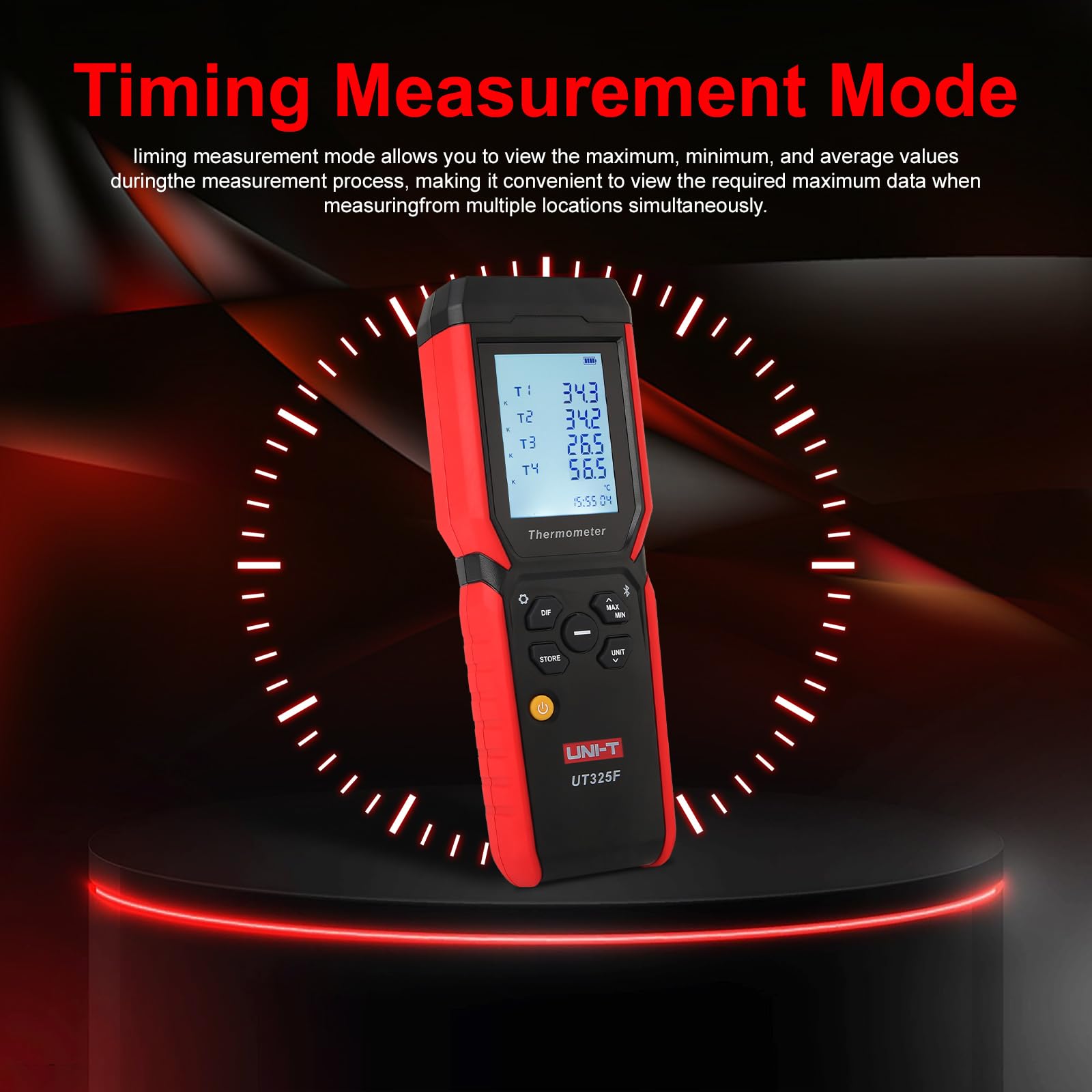 UNI-T UT325F Termometro Digitale 4 Canali Registratore di Temperatura J/T/E/R/S/N/K Tipo Termocoppia Misuratore di Temperatura Alta Precisione Bluetooth