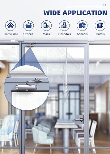 Miniatura 3 de Cierrapuertas hidráulico de grado comercial de gran tamaño, resistente sin golpe con retención abierta, plata