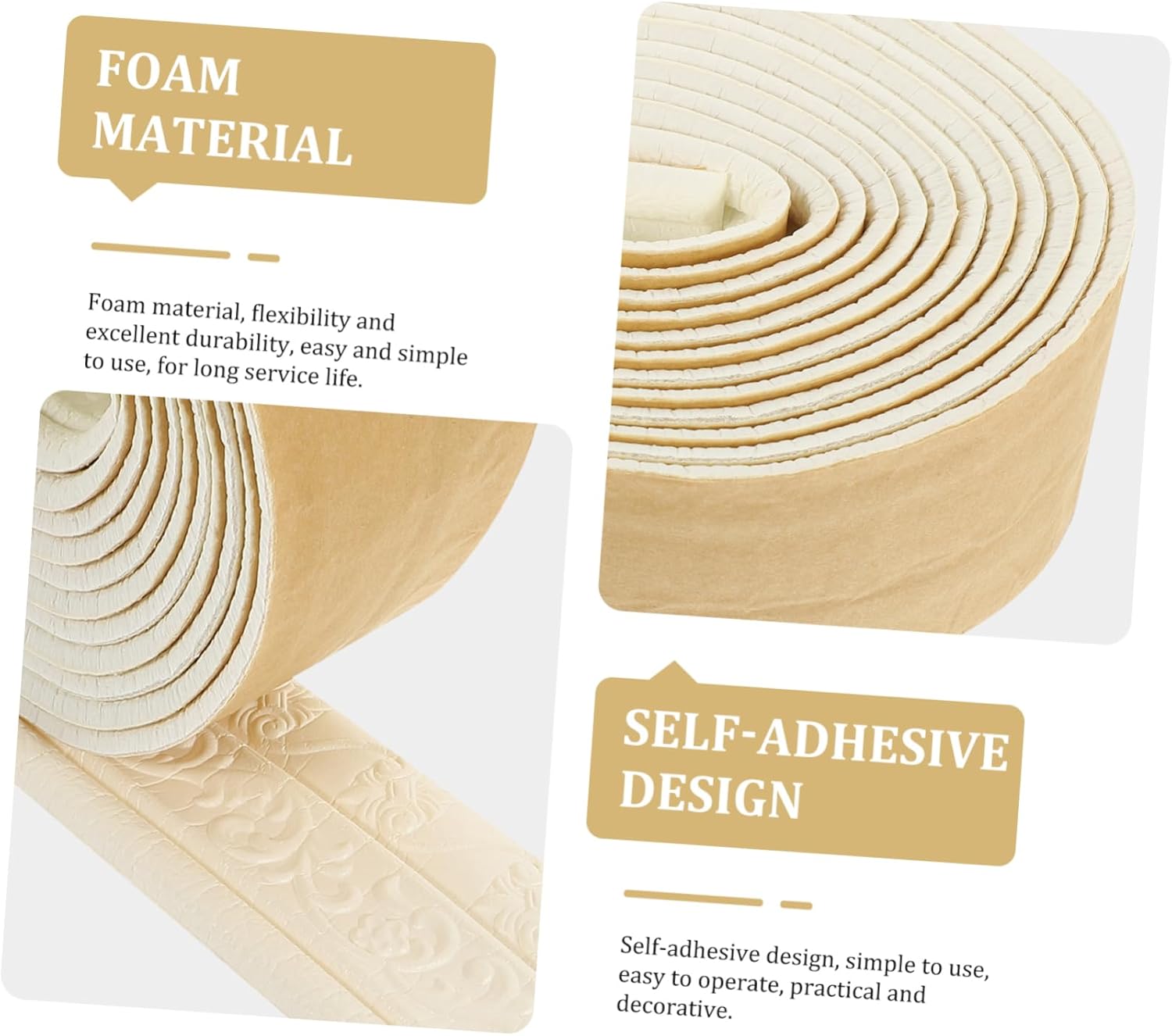 Veemoon 10pcs Self-Adhesive Foam Wall Corner Trim Flexible Peel and Stick Molding for Home Decor Wall Protector for Smooth Easy to Install and Cut