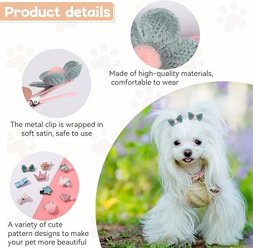 Miniatura 7 de 10 pinzas para el pelo de perro, lazos para el pelo de perros pequeños, lindos accesorios de aseo para el cabello de las niñas, cachorros, pasadores