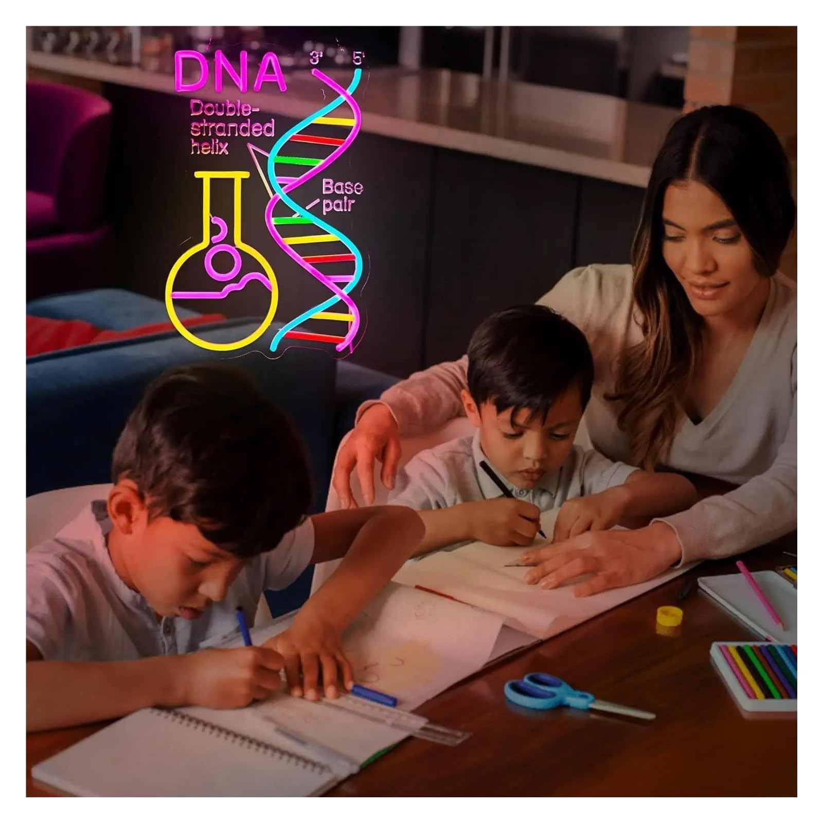 XENITE Luci al Neon Da Parete DNA Double Stranded Helix Insegna Al Neon Luce LED Dimmerabile Per Club Del Libro Aula Lettura Angolo Sala Giochi Arredamento Camera Da Letto 42cmx28cm