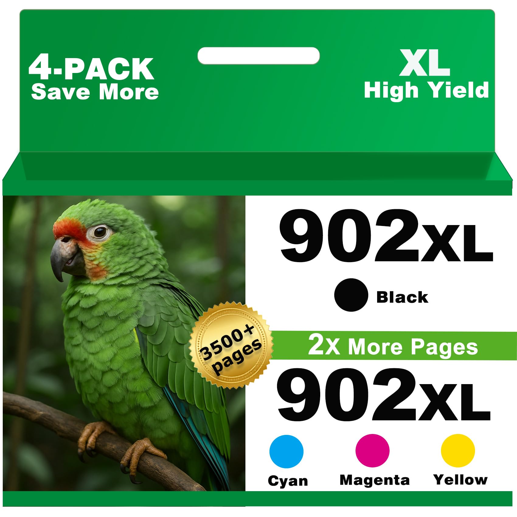902 XL Ink Cartridges Combo Pack Replacement for HP 902XL Fit for OfficeJet 6978 6968 6958 6970 6960 6975 6962 6950 6954 6951 6956 6961 6963 6964 Printers HP902 HP902XL Black Cyan Magenta Yellow