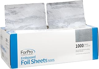 ForPro Embossed Aluminum Foil Sheets 5x10.75" 1000-Count Pop-Up Dispenser - Hair Highlighting Foils & Food Safe Wraps