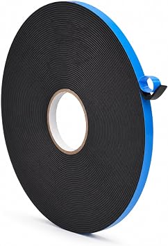 WOD Double Sided Foam Mounting Tape, 1/8 inch Thick x 1/2 inch x 75 Ft. Weather Resistant for Gap Filling, Home or Office Decor, Dual-Pane Glass Bonding, Replacing Insulated Windows, Black