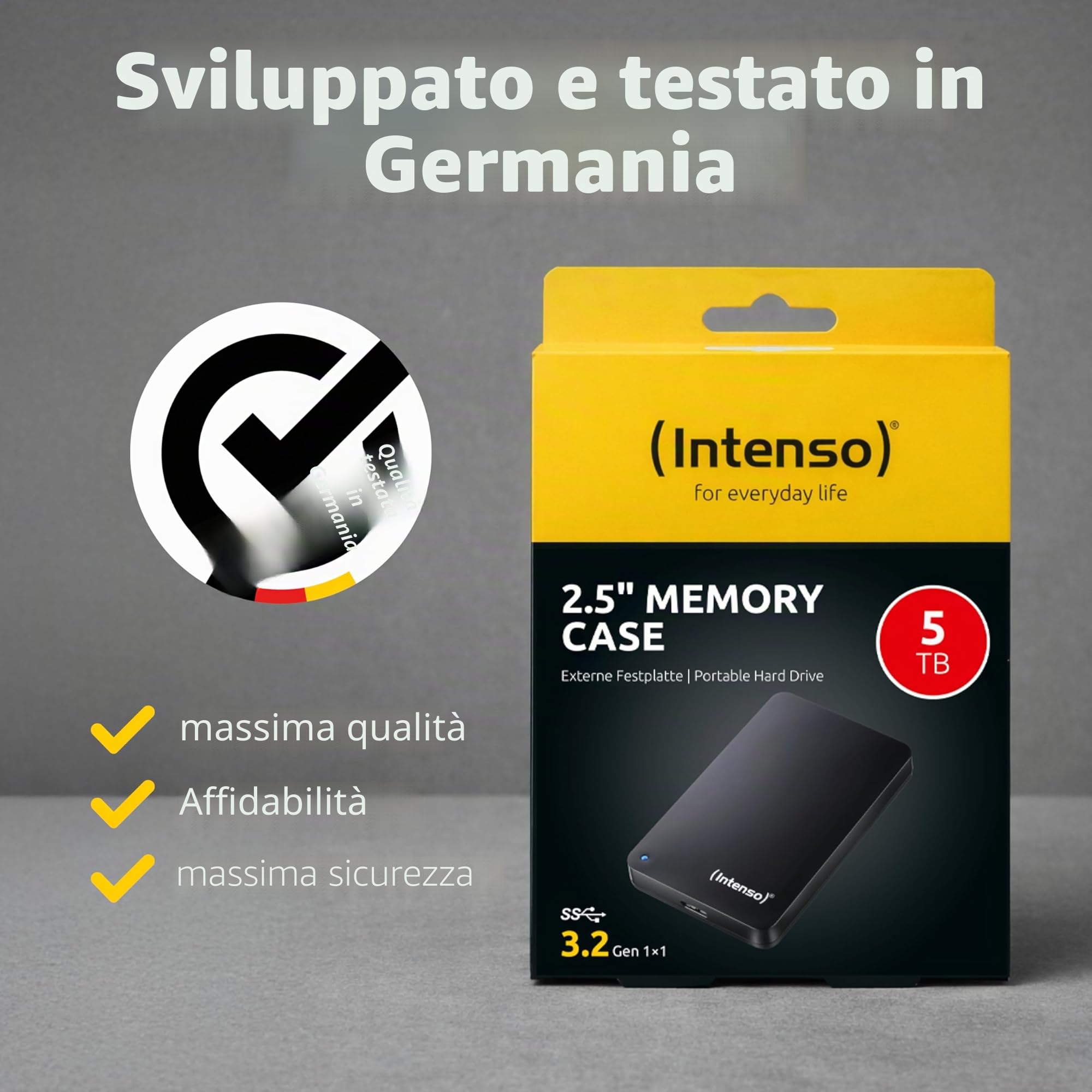 Intenso 6021513 Memory Case - Hard Drive portatile 5 TB, 2.5", USB 3.0, 5400 RPM, 8 MB di cache, nero