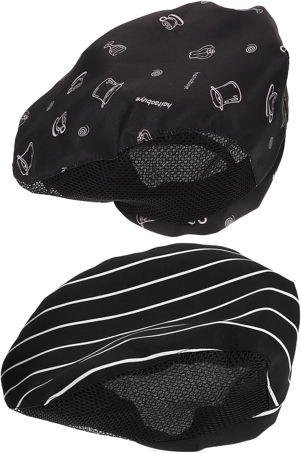 Adjustable Mesh Chef Hats 2pcs for Food Service Professionals, Breathable Kitchen Cooking Caps Hair Protection, Unisex Cooking Hat Set for Restaurant and Bakery Use Black