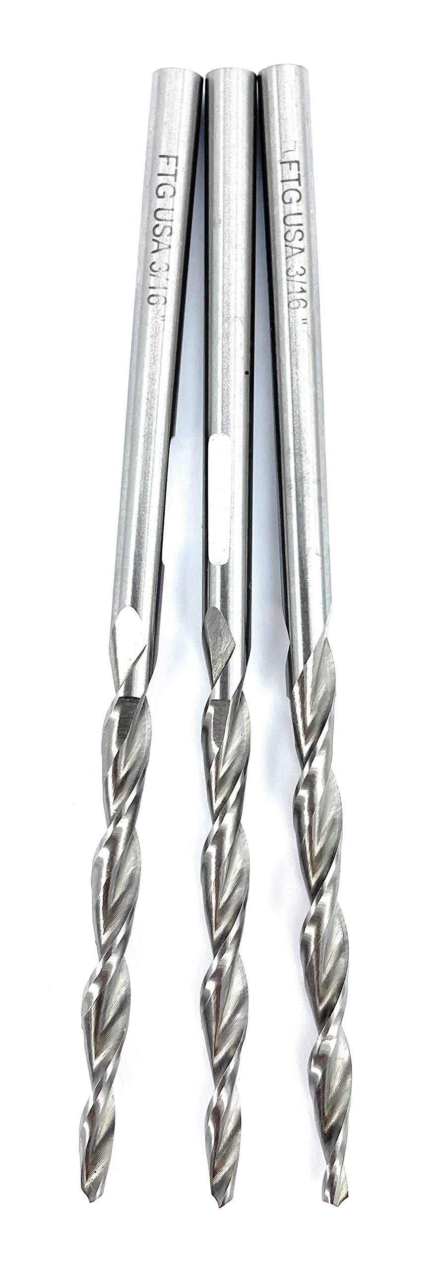 FTG USA 3 Pc #10 (3/16") Replacement Tapered Countersink Drill Bit Set Same Size Countersink Bit Replacement Only