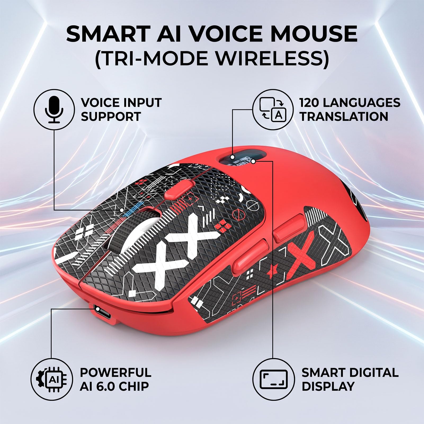 Bewinner Souris sans Fil AI Voice Mouse avec Traduction en 120 Langues