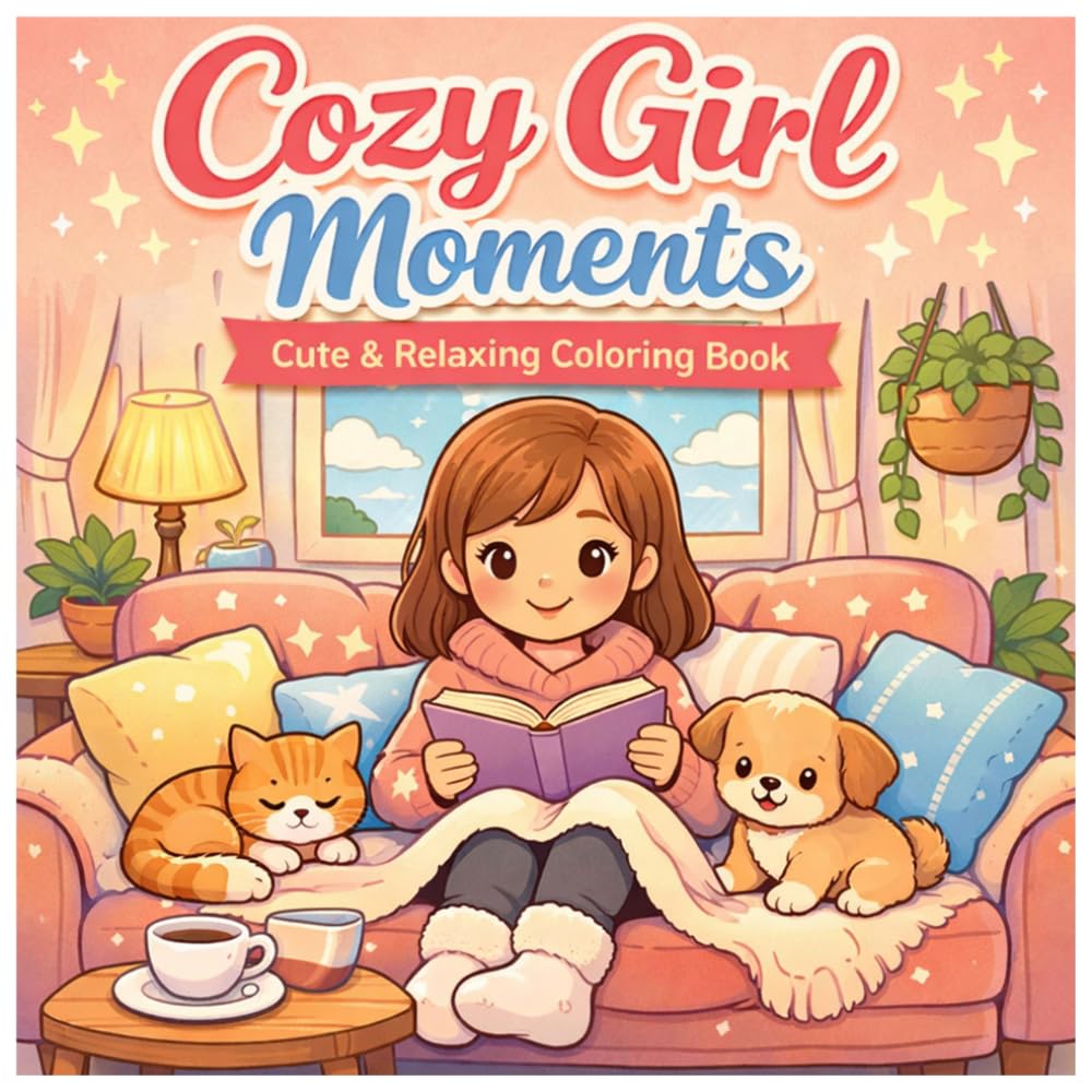 Cozy Girl Moments Coloring Book: Cute & Relaxing Coloring Book for Stress Relief and Fun