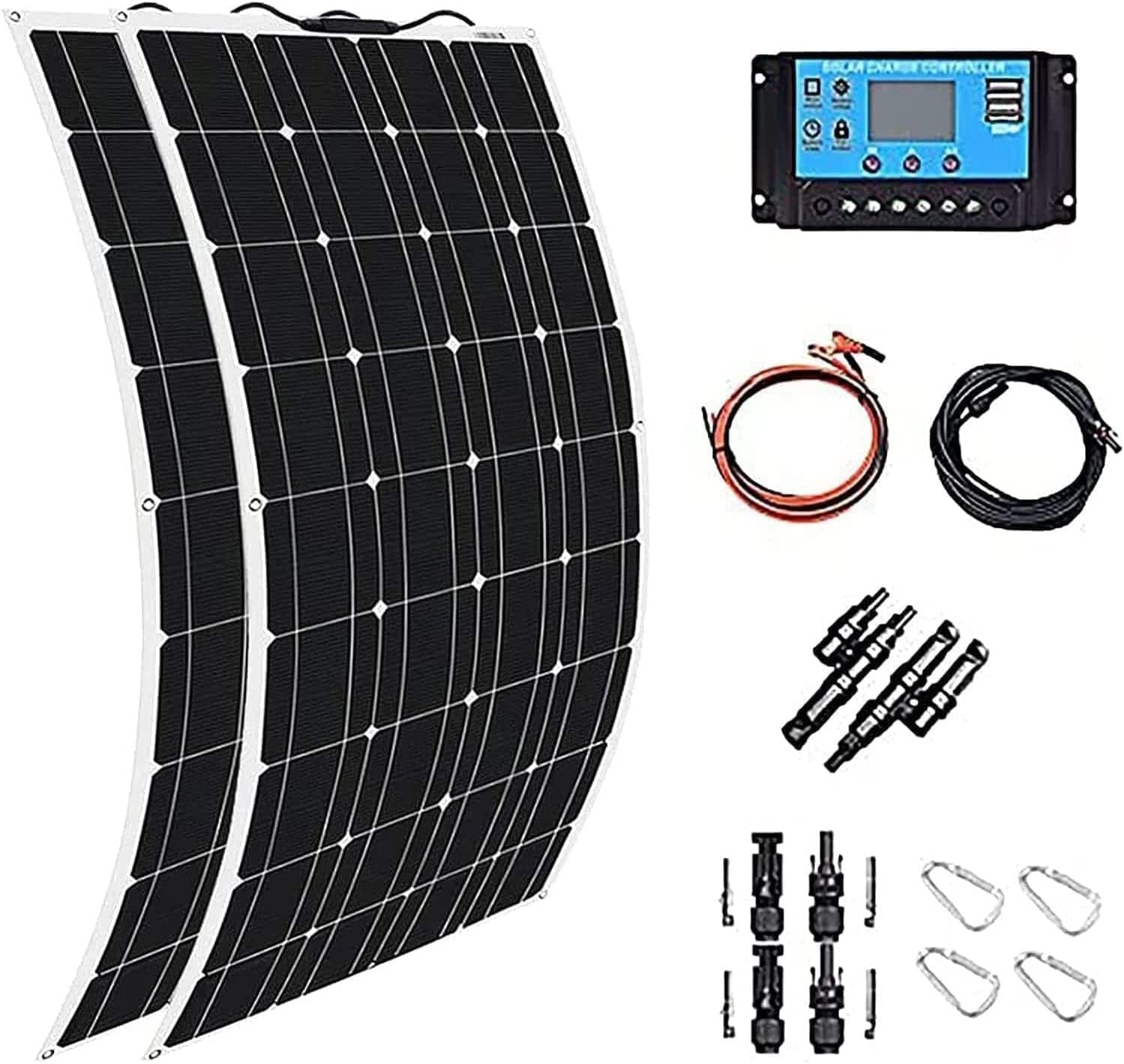 HEMSZ 600 Watt Flexible Solar Panel, 2X300W Monocrystalline Bendable Solar Battery