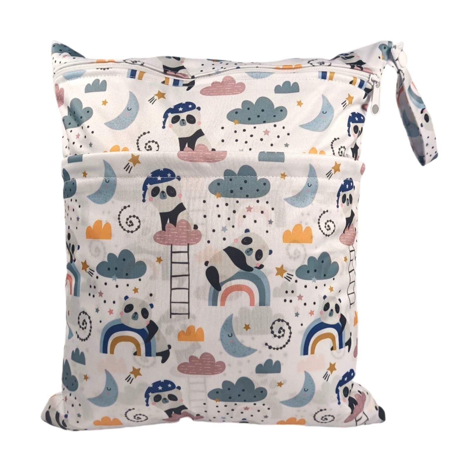 Hixingo Waterproof Wet Dry Bag, Reusable Nappy Wet Bag Cloth Diaper Wetbag with Zipper 30x36cm Cartoon Style Nappy Wetbags Washable for Baby Items Wet Clothes (Moon,4 Pieces)