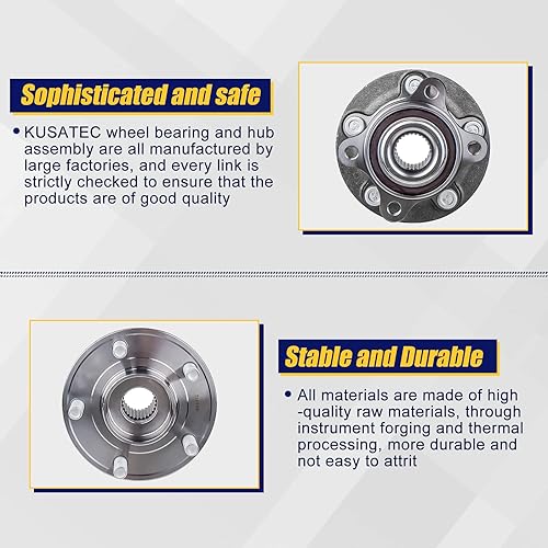 Miniatura 4 de KUSATEC 512498 Conjunto de cubo de cojinete de rueda delanteratrasera para Ford Fusion 2013-2020 Lincoln MKZ 2013-2016, 5 lengüetas con codificador
