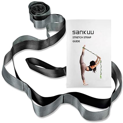 SANKUU Yoga Strap, Multi-Loop Strap, 12 Loops Yoga Stretch Strap, Nonelastic Stretch Strap for Physical Therapy, Pilates, Dance and Gymnastics with Carry Bag