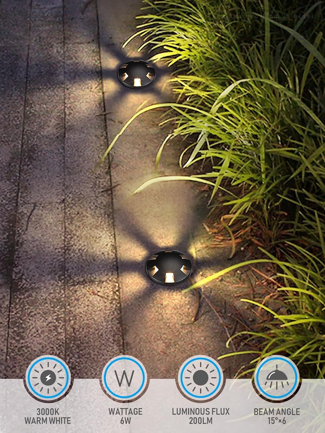 LEONLITE 12-Pack 6W Well Lights Landscape LED In Ground Outdoor, 12V Low Voltage Pathway Lights, Aluminum, IP67 Waterproof, ETL Listed, 3000K, Black