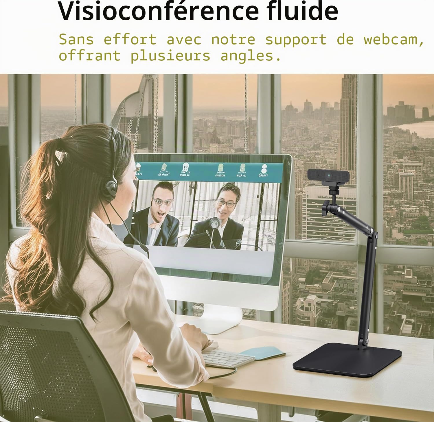 Support De Caméra pour Webcam, Support De Téléphone Robuste pour Webcam C922 C930e C920S C920 C615 C960 C920x BRIO 4K, Lumière Droite avec Filetage 1/4"