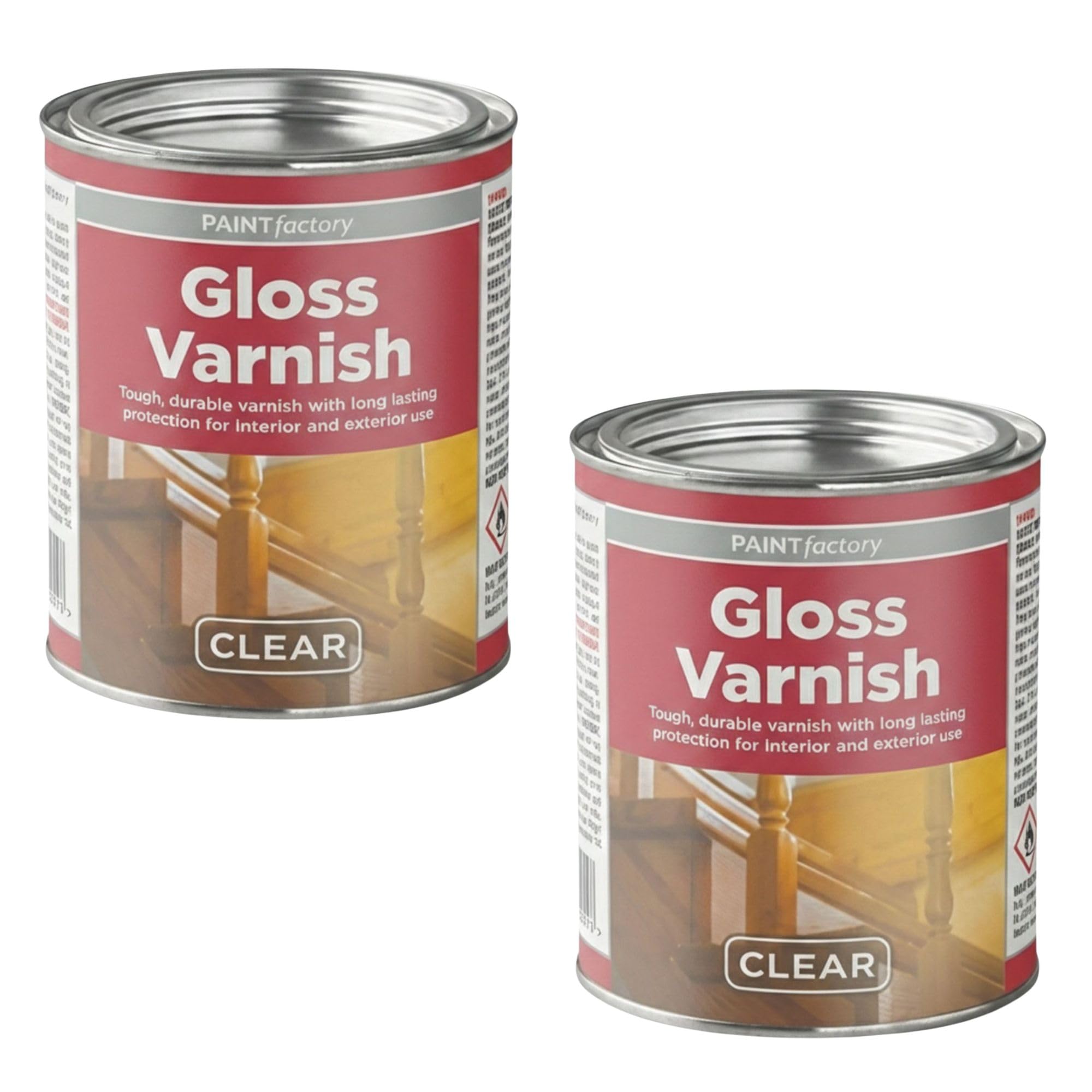 AOC24 2pcs Clear Gloss Varnish Coating Tin 300ML, Weather-Resistant Gloss Finish, Durable Fast Drying for Interior Exterior Use, Ideal for Metal, Wood, Concrete Oil Based Long-Lasting Bright Shine