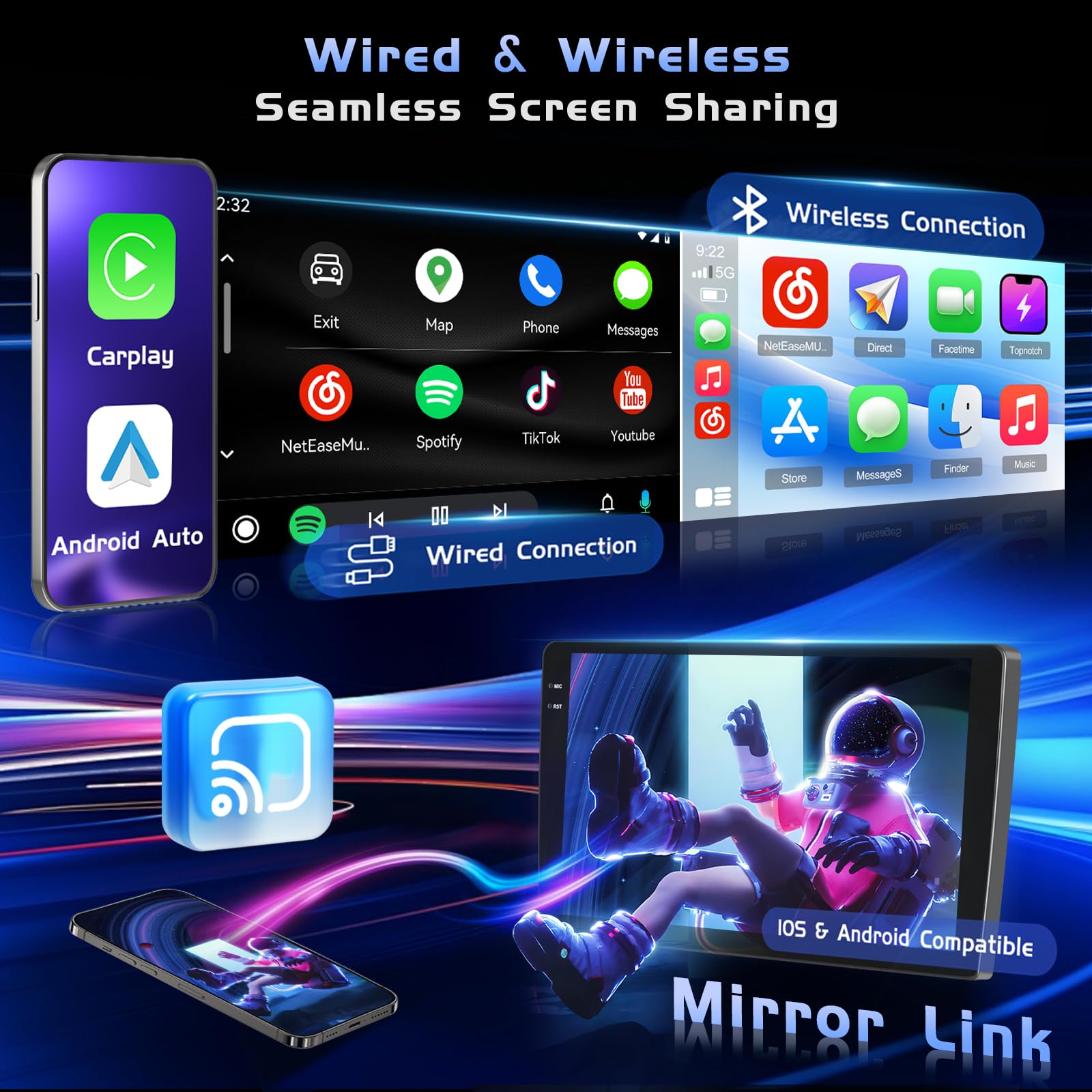 4+128G Android radio samochodowe z ekranem do Citroen C4 2004-2009 Wireless Carplay, radio samochodowe 2 DIN 9 cali Incell ekran 1280 x 720 Android Auto/FM/RDS/kamera cofania
