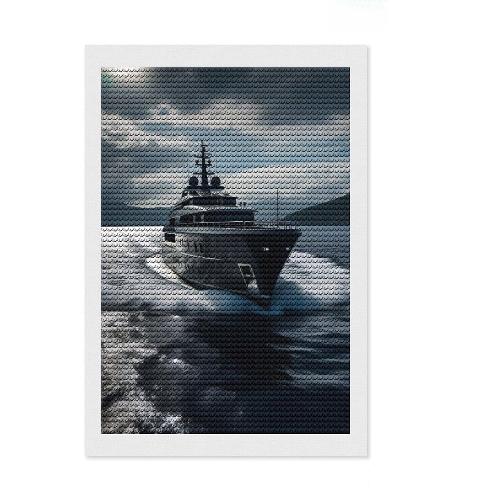 Junmoney Luxury Yacht Diamond Painting Kit 8"x12", Easy Handmade Project, Easy to Enjoy, Aesthetic Room Decor, Christmas Gift