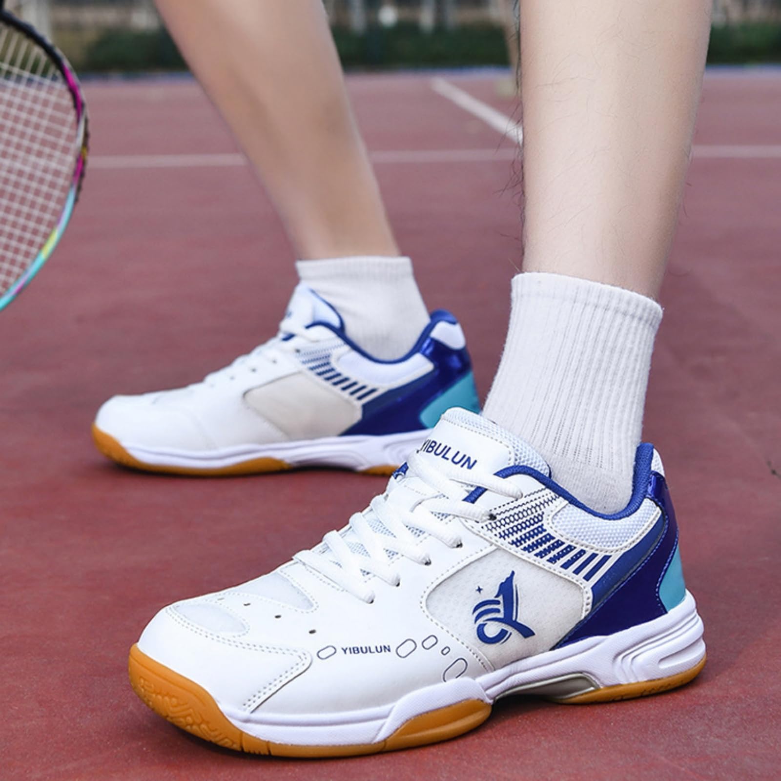 JiuQing Męskie buty do badmintona pickleball tenisówki oddychające wygodne i lekkie buty do gry w korty