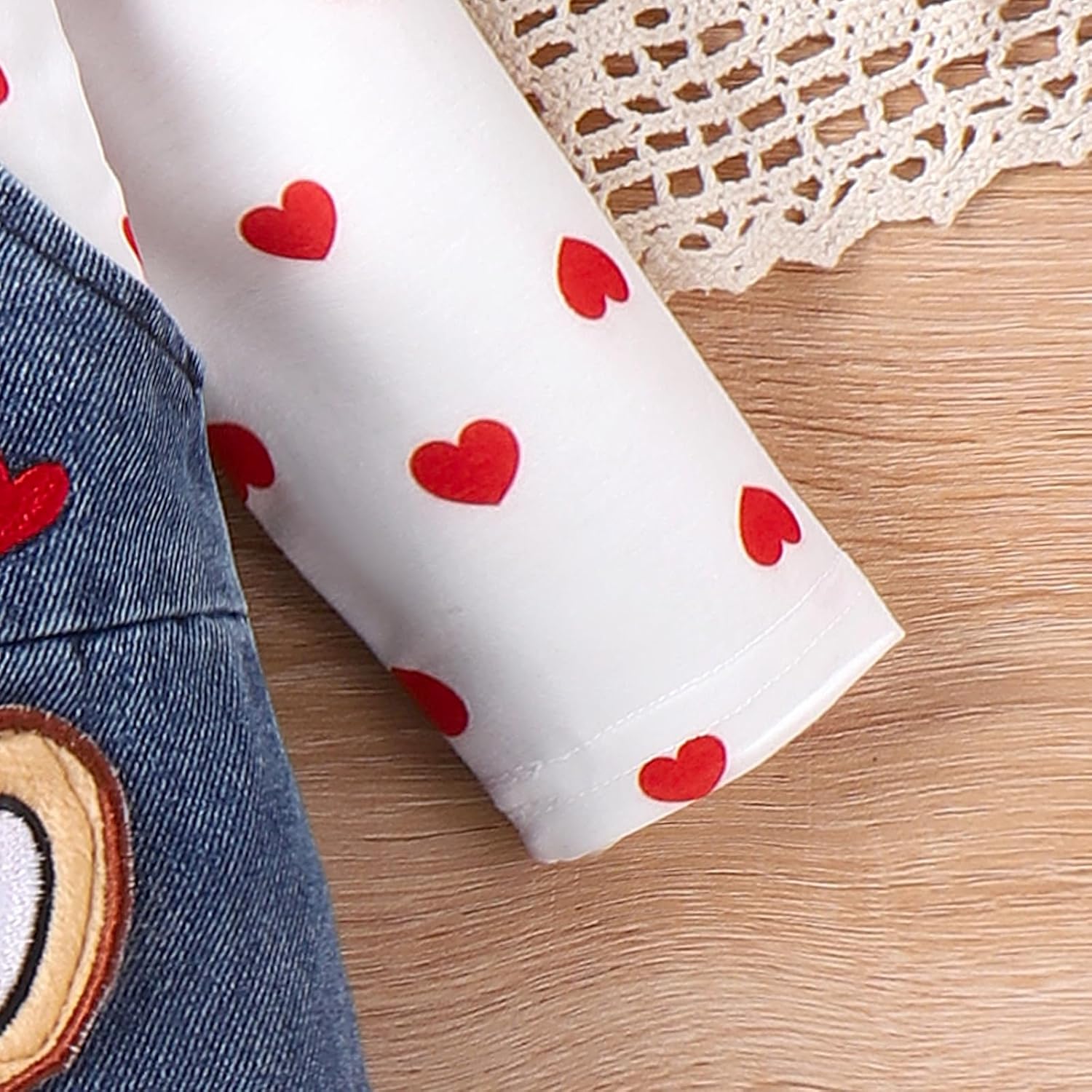 Baby Girl Clothes Outfits Fall Winter Cute Love Romper Bear Cartoon Overalls Jeans Pants Headband Set 0-18 Months - Image 9