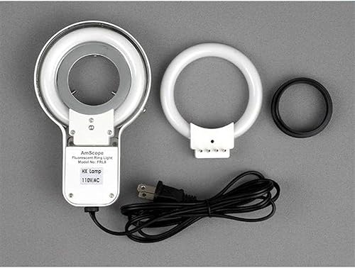 Miniatura 4 de AmScope SM-5TZ-FRL Microscopio de zoom estéreo trinocular profesional, ocular WH10x, aumento de 3.5X-90X, objetivo de zoom 0.7X-4.5X, luz de anillo
