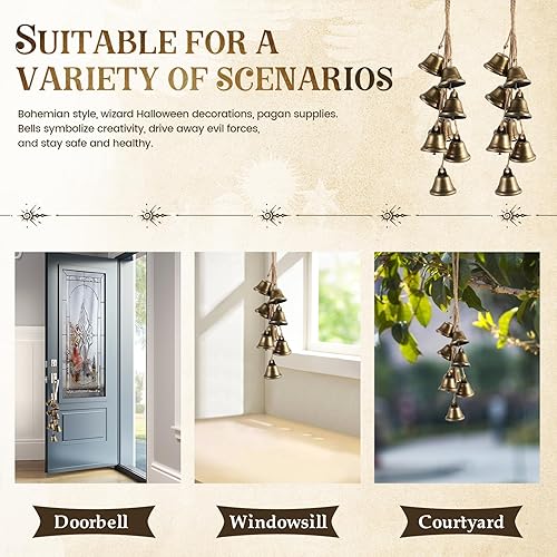 Miniatura 28 de Paquete de 2 campanas de bruja para protección de perilla de puerta, campanas colgantes para perilla de puerta, campanas de brujas, campanas