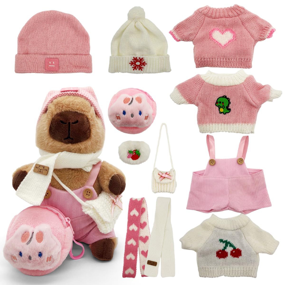 12Pcs Capybara Plush Toy Clothes Set for Kids Adults