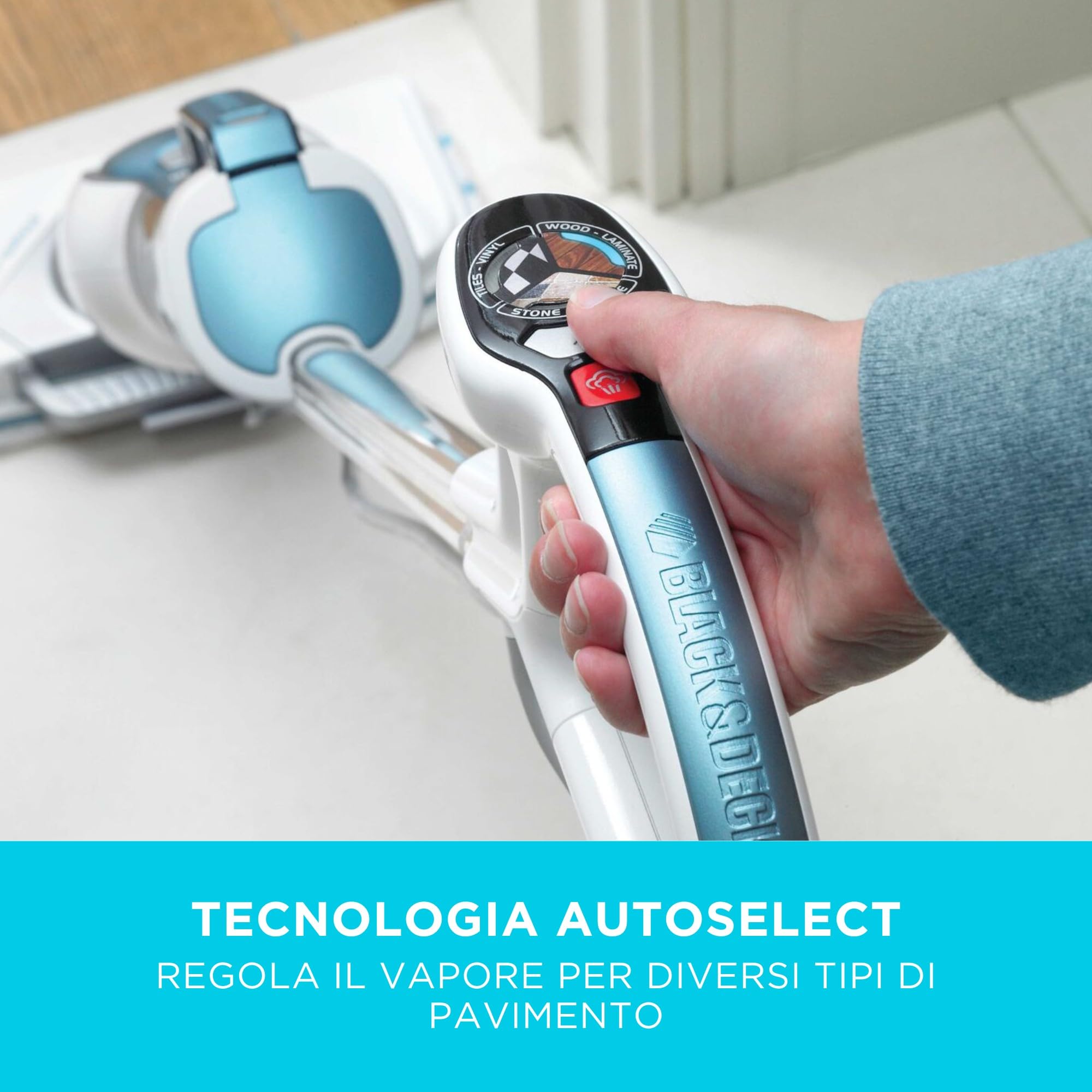 BLACK+DECKER FSM1630-QS Lavapavimenti a vapore STEAM-MOP Deluxe con Minitesta Triangolare Lift&Reach, 1600 W, Serbatoio 460ml