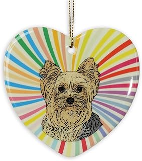 Yorkie Heart Ornament - Ceramic