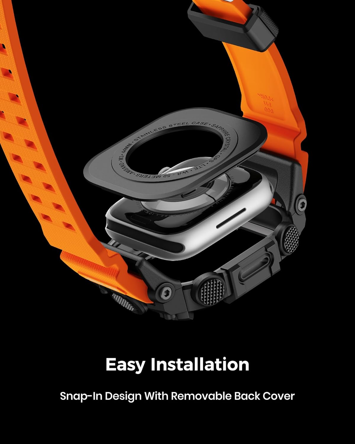 amBand Rugged Case with Band for Apple Watch 44mm, Compatible with iWatch Series SE 3/SE 2nd Generation/SE/6/5/4, Military Grade Shockproof Bumper Cover, Tactical Band for Men, Orange - Image 6