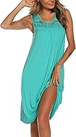 Vista 2 de YOZLY Camisones para mujer, suave, sin mangas, vestido de noche de encaje