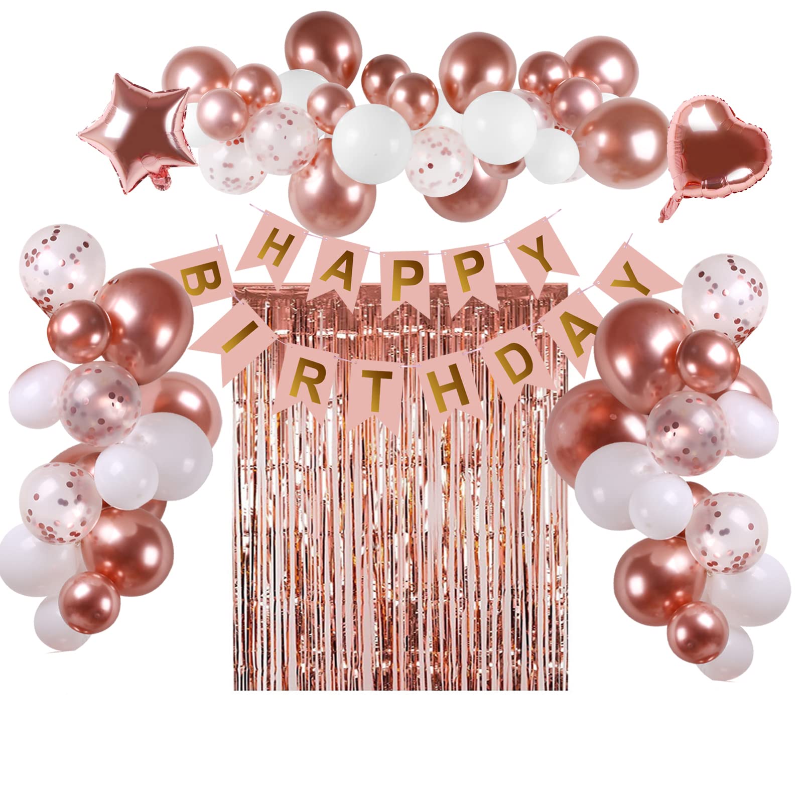 Roségold Geburtstag Deko-Set – Inkl. Banner, Wirbel, Schild & Ballons Für Die Perfekte Party