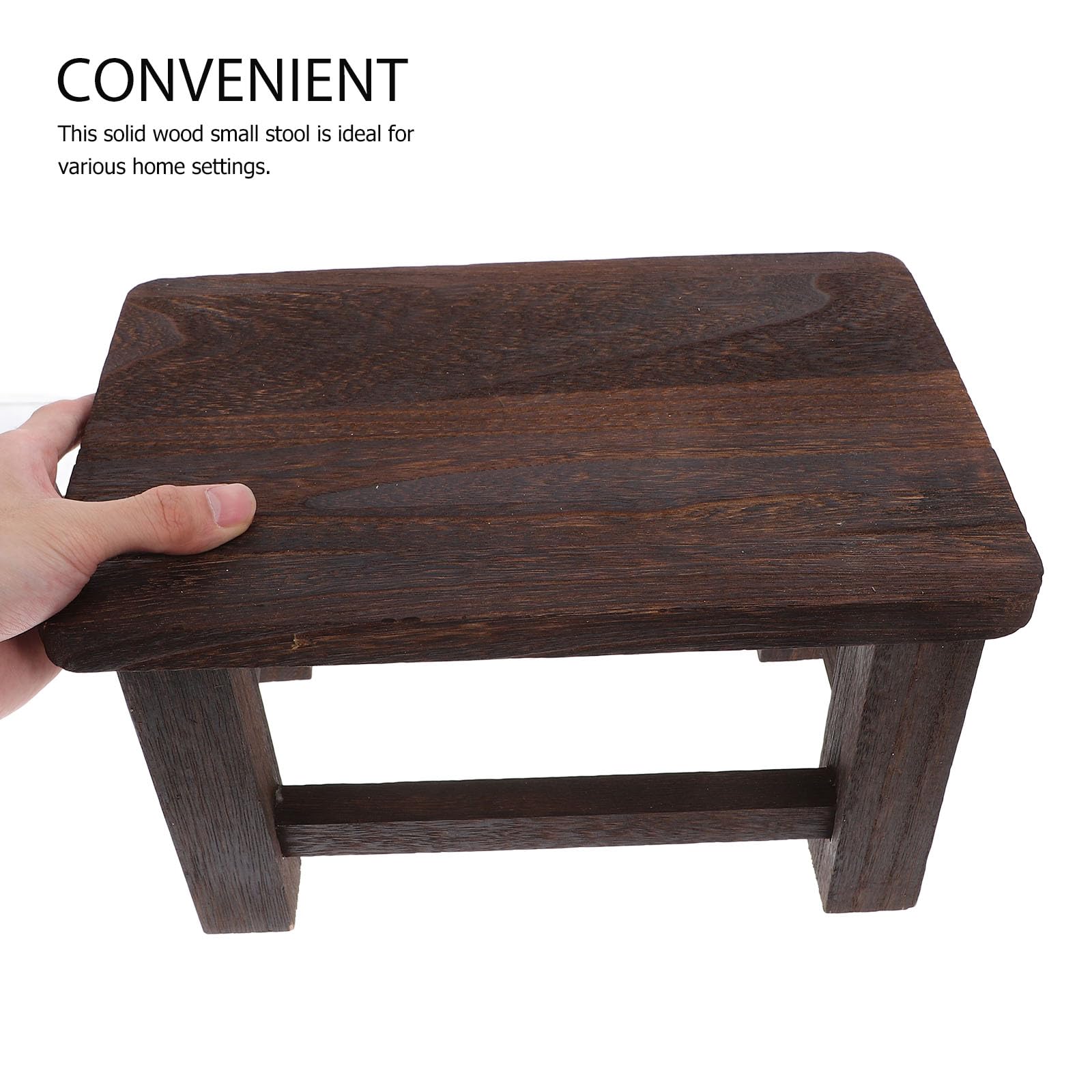 LUOZZY Solid Wood Stool Retro Style Shoe Bench for Adults Kids Living Room Entryway Sturdy Legs Clear Varnish Finish