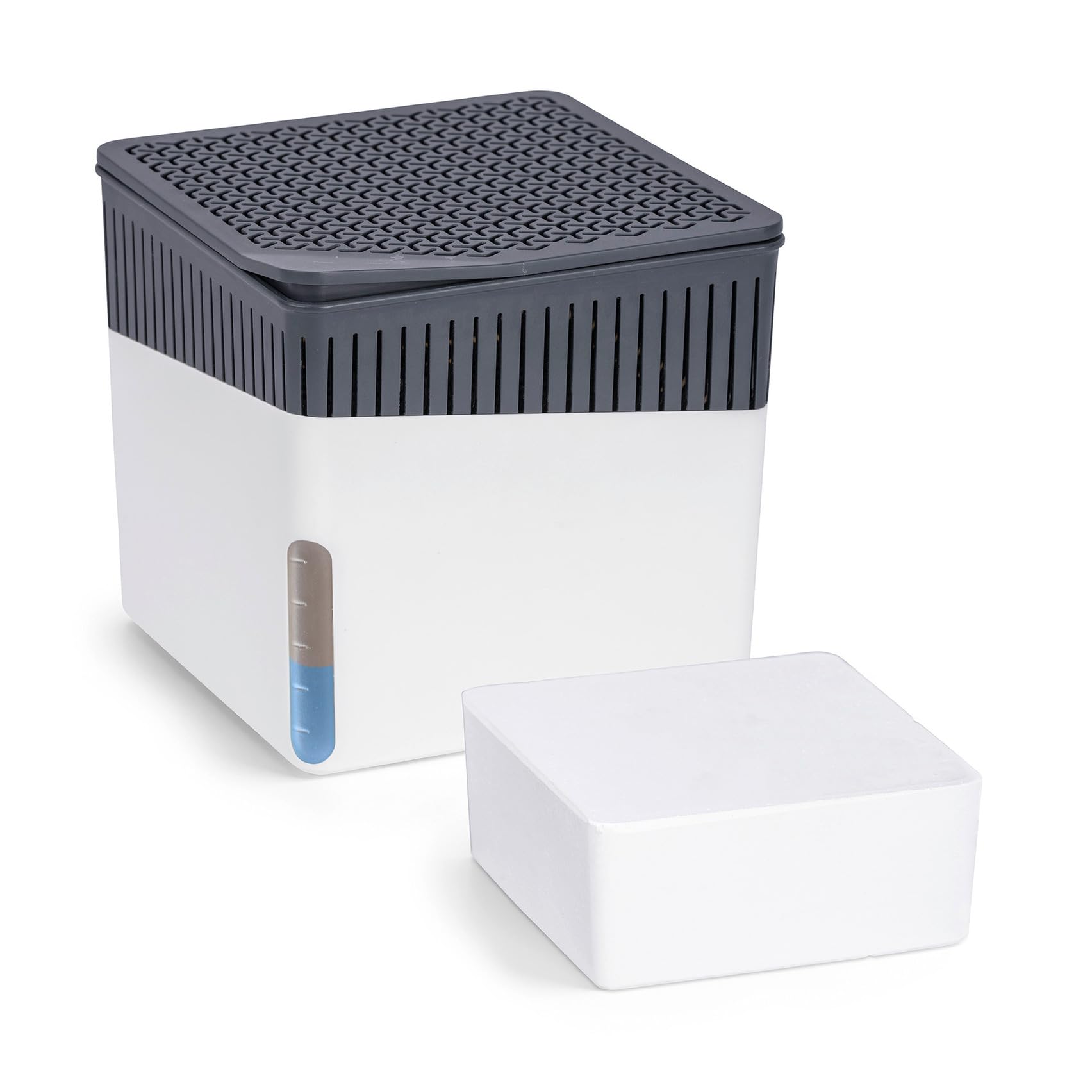 WENKO Raumentfeuchter Mod. Cube mit 500 g Entfeuchter Granulat, für Räume bis 40 m³, beugt Schimmel und Gerüchen vor, ohne Strom, geräuschlos, nachfüllbar, Weiß