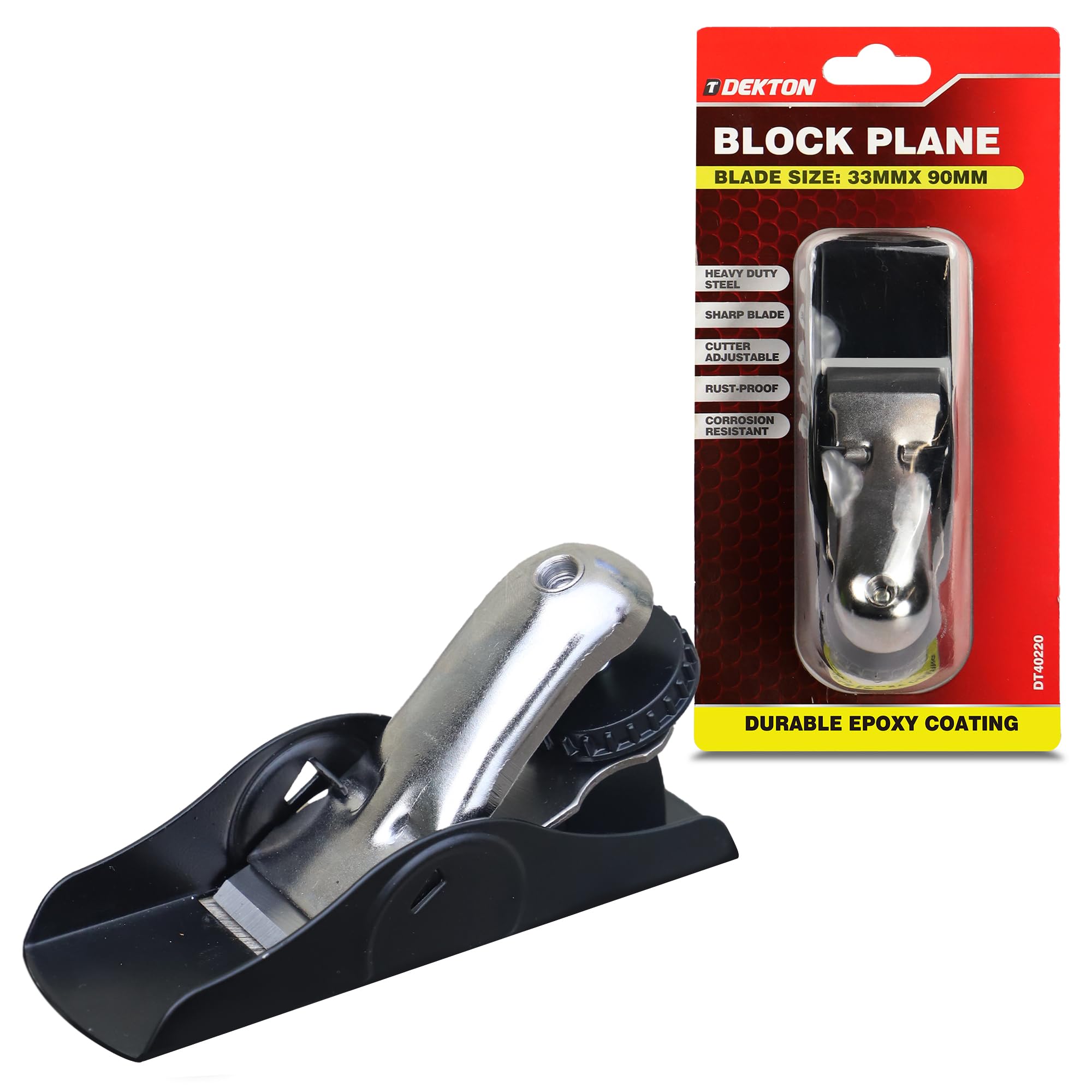 Dekton Block Plane 33mm x 90mm Hand Plane Adjustable Manual Woodwork Tool