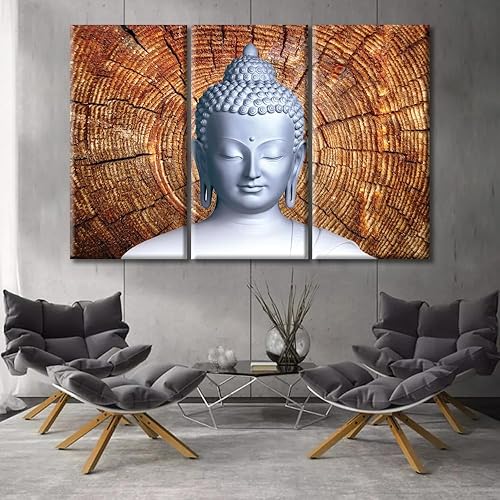 Vista 231 de TUMOVO Wall Art for Living Room Buddha Sculpture Flower Paintings Canvas Wall Art 3 Panel Wall Art Canvas Artwork Wall Decor Large Wall Decor Canvas
