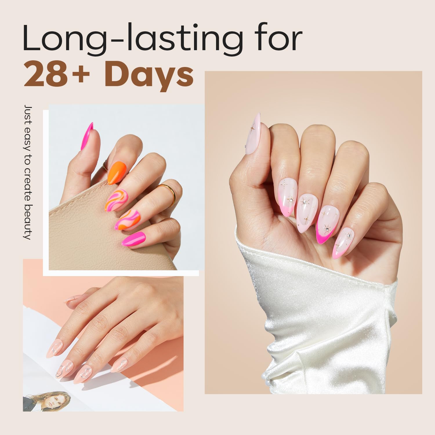 Modelones Short Almond Nail Tips, Pre-shaped 216PCS 12Sizes Full Cover Fake-Nails Soft Gel Acrylic-Nail Tips False-nail Kit - Image 2