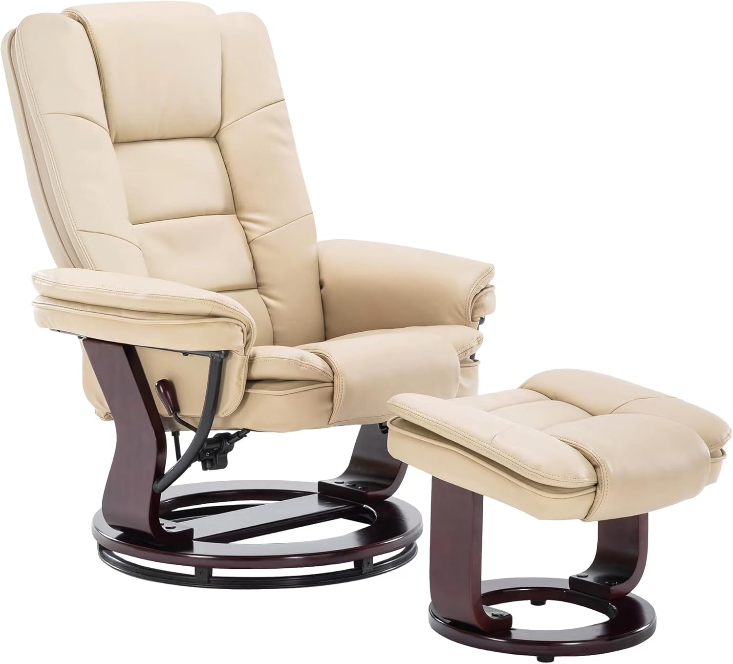 SNUGWAY Swivel Recliner Chair with Ottoman Footrest Leather