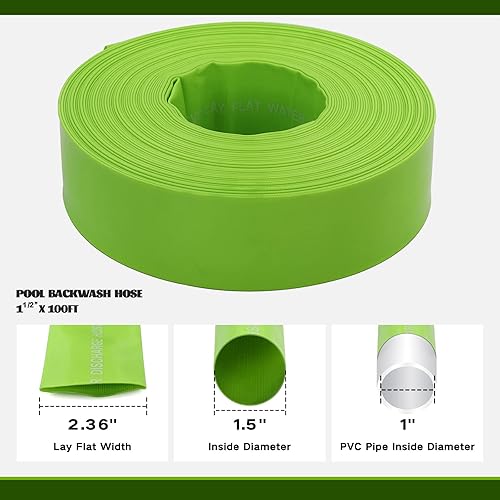 Miniatura 29 de Eastrans Manguera de retrolavado de piscina de 2 pulgadas x 25 pies, manguera de descarga plana resistente, resistente a la intemperie y a las Azul