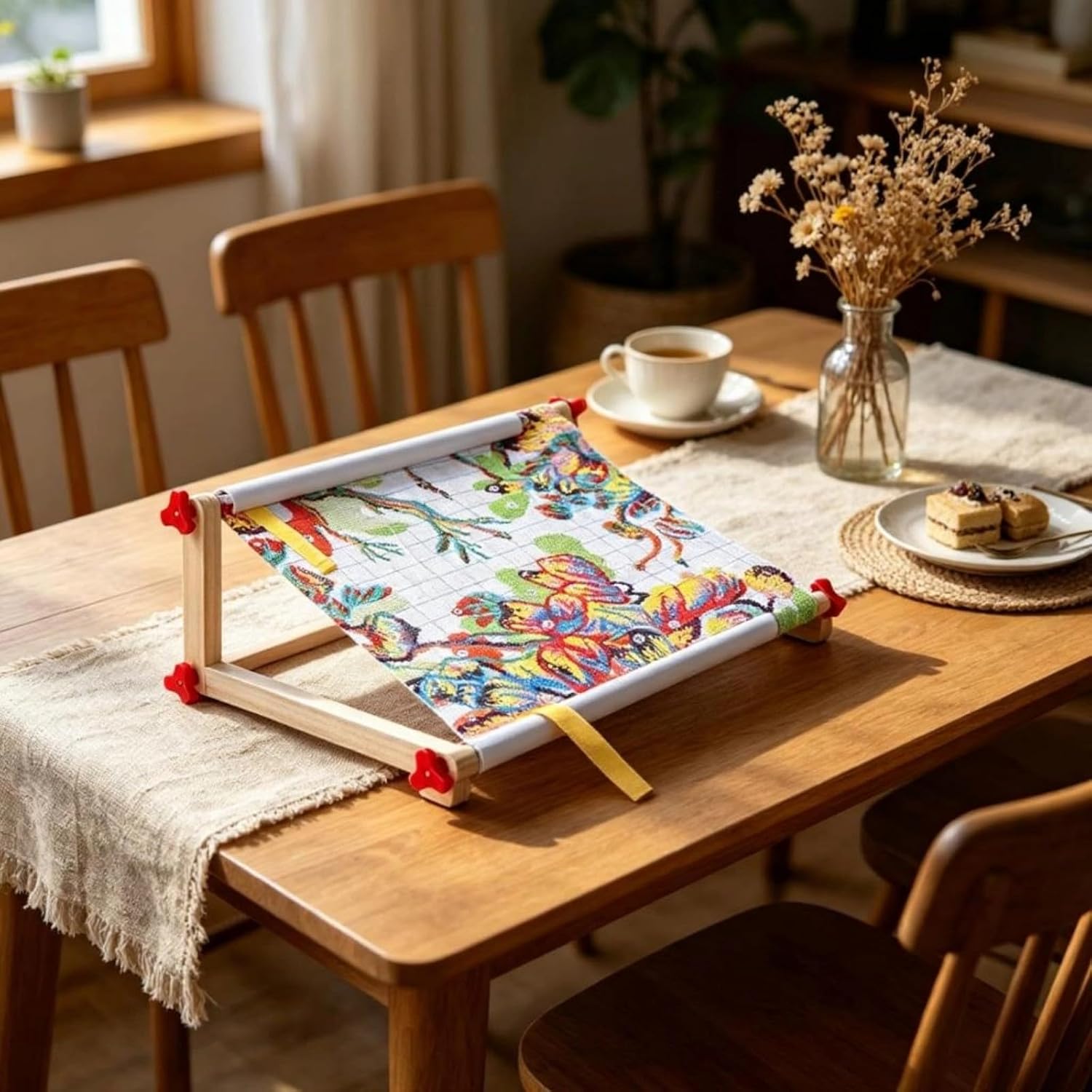 Multifunctional Wooden Crosses Stitching Frame with Stable Base for Home Crafting Ergonomic Stitching Frame