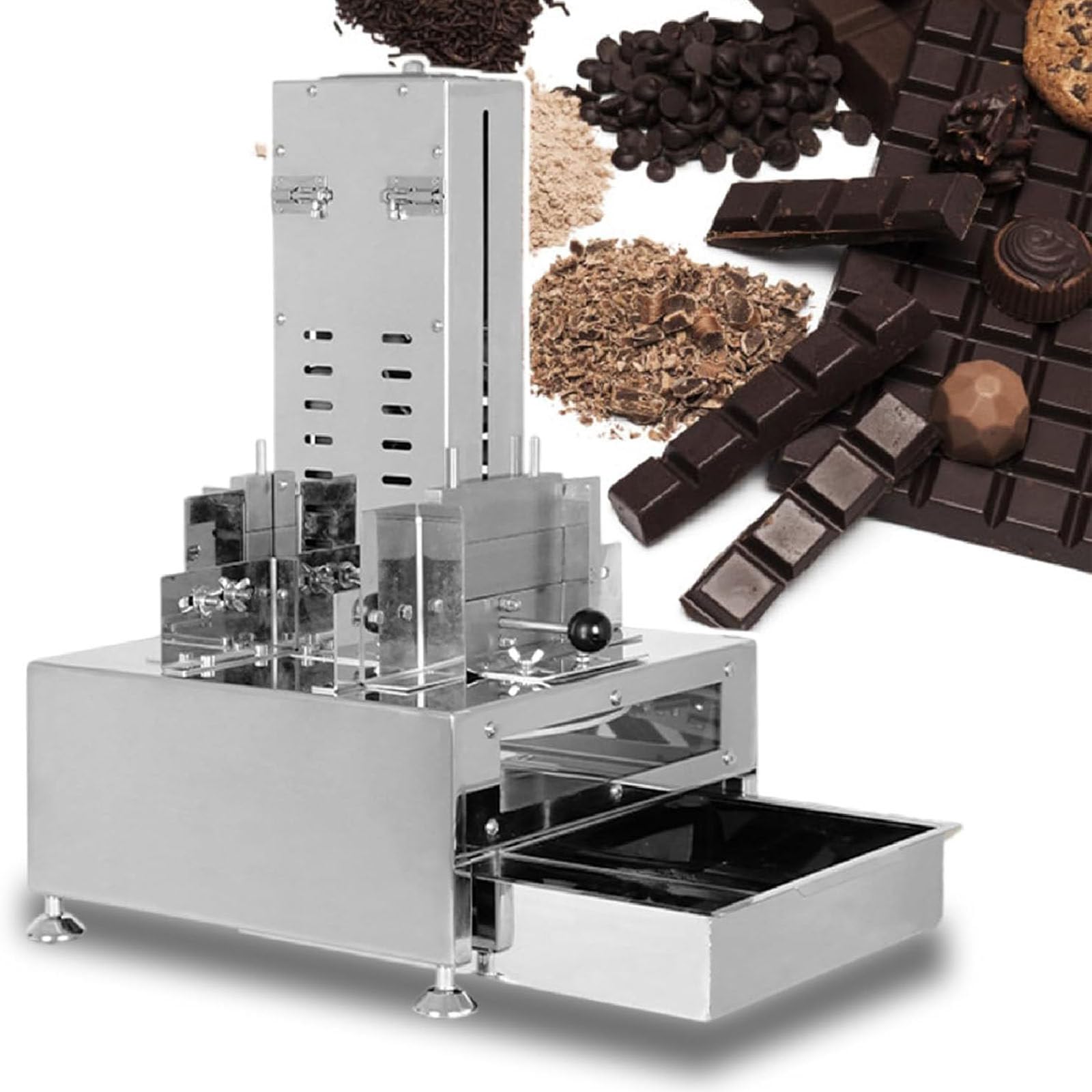 Ralladora de Chocolate de 4 Cuchillas - Ralladora eléctrica de Chocolate para rizos/virutas, de Acero Inoxidable, fácil de Limpiar para panaderías y cocinas