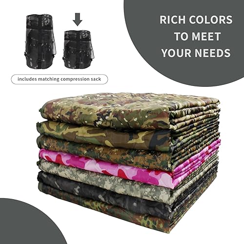 Vista 28 de GRVCN Woobie Blanket Military - Saco de dormir para acampar con cremallera, forro de poncho, manta aislante térmica, ligera, portátil
