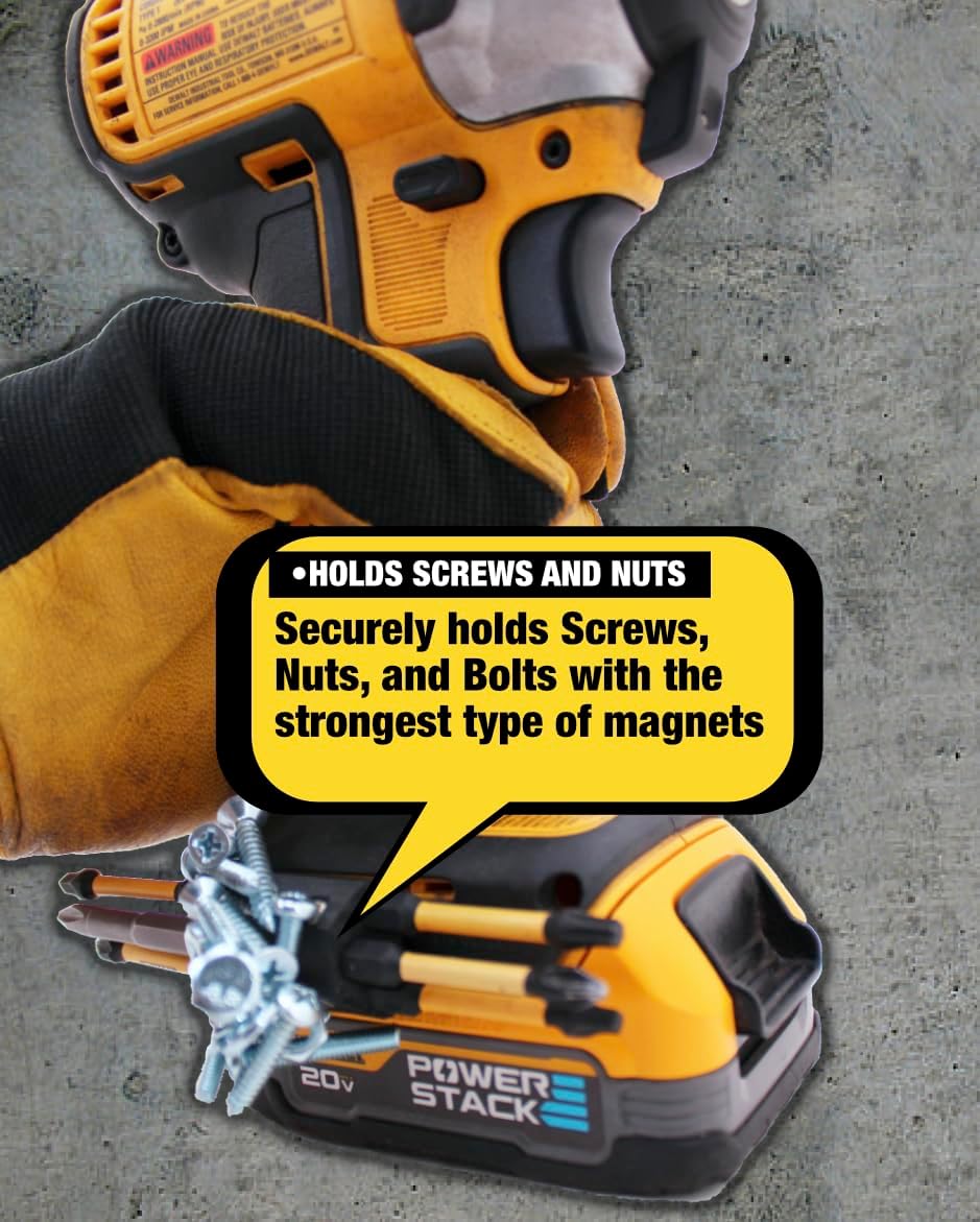 Compatible for Dewalt 1/4" Drill Bit Holder USA Made and Patent Pending- Pack of 2, Dual Magnets, 6 Bit Holder, Carbon Fiber Reinforced, Cordless Tools, Impact Drivers, Accessories