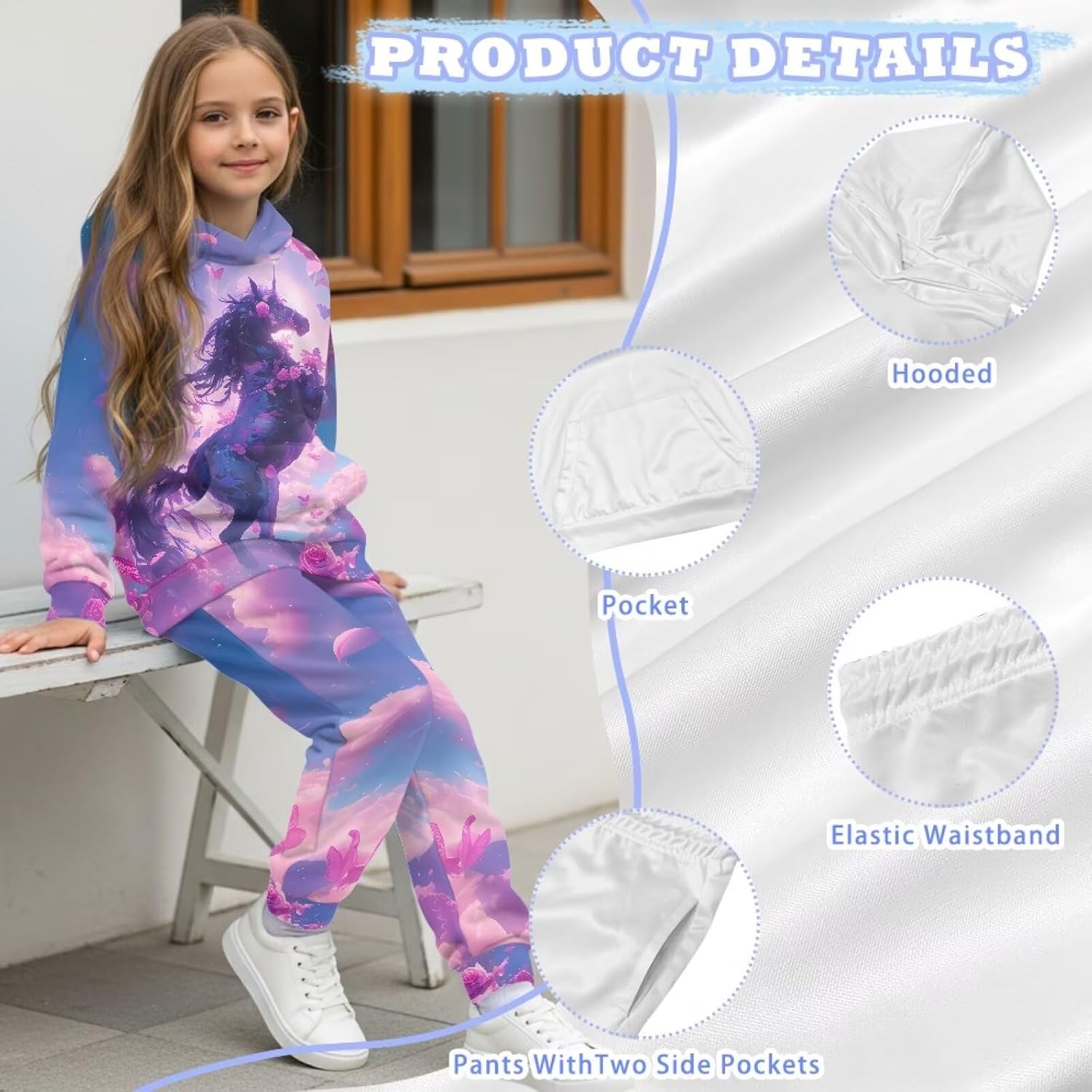 Pensura 2 PCS Outfit Boys Girls Pullover Hoodie & Jogger Pants Set for Kids Tracksuit Set