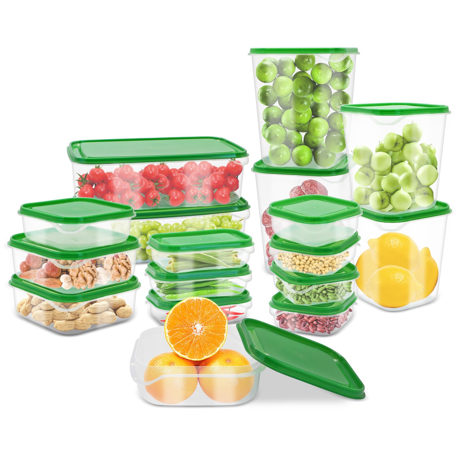 Pack of 17 Food Storage Containers Set,Plastic Food Containers with Lids Airtight,BPA-Free Food Boxes,Various Size for Kitchen Organization and Meal Prep, Microwave,Dishwasher & Freezer Safe